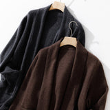 Womens Belted Shawl Collar Cashmere Coat Patch Pockets Long Cardigan