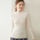 Womens Mock Neck Cashmere Sweater Cashmere Pullover Multi Colors Ivory XS