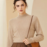 Womens Mock Neck Long Sleeves Cashmere Sweater