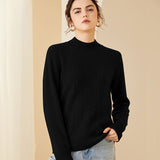 Womens Cashmere Mock Neck Sweater Chevron Knit Long Sweater