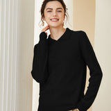 Womens Long Sleeves Pullover Cashmere Polo Collar Sweater