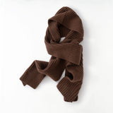 Womens Pure Cashmere Scarf Ribbed Knit Cashmere Hooded Scarf