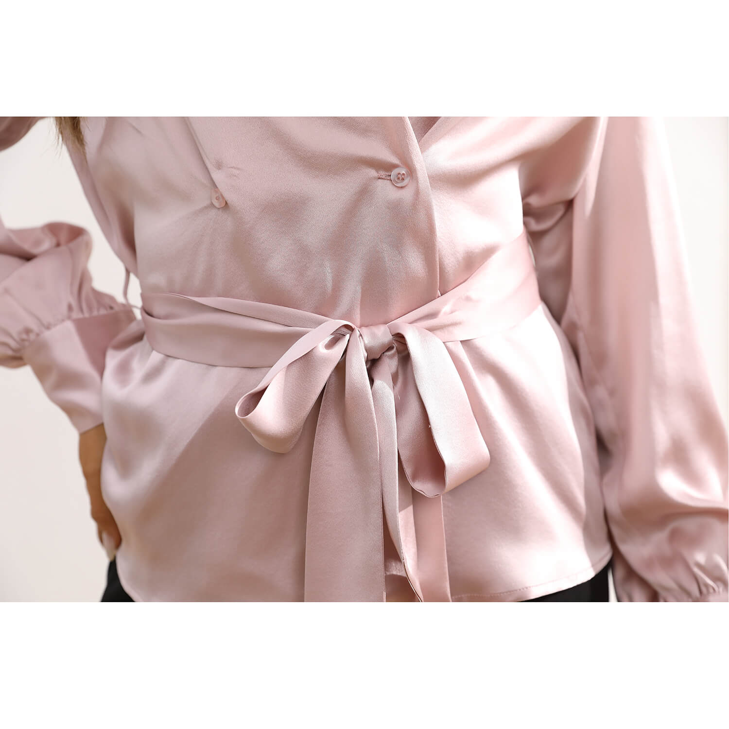 Womens Silk Blouse 100% Long Sleeves Silk Wrap Blouse