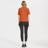 Womens Silk Blouse Shirt Short Sleeve Silk Lady Shirt Blouse Tops Orange M