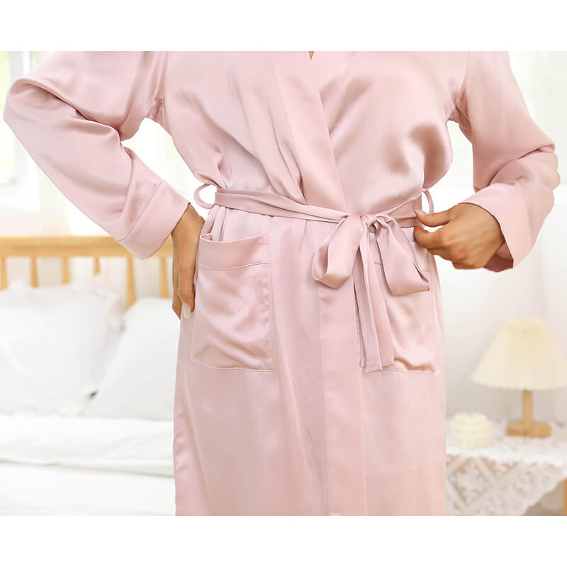 Womens Silk Robes 100% Mulberry Pure Silk Robe For Bridesmaids Rosy Pink XS