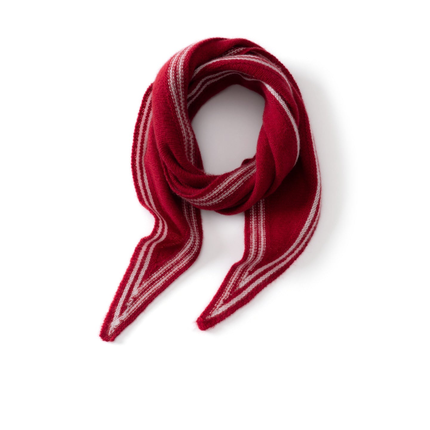 Womens Striped Cashmere Triangle Scarf Soft Knit Cashmere Neck Scarf Claret S