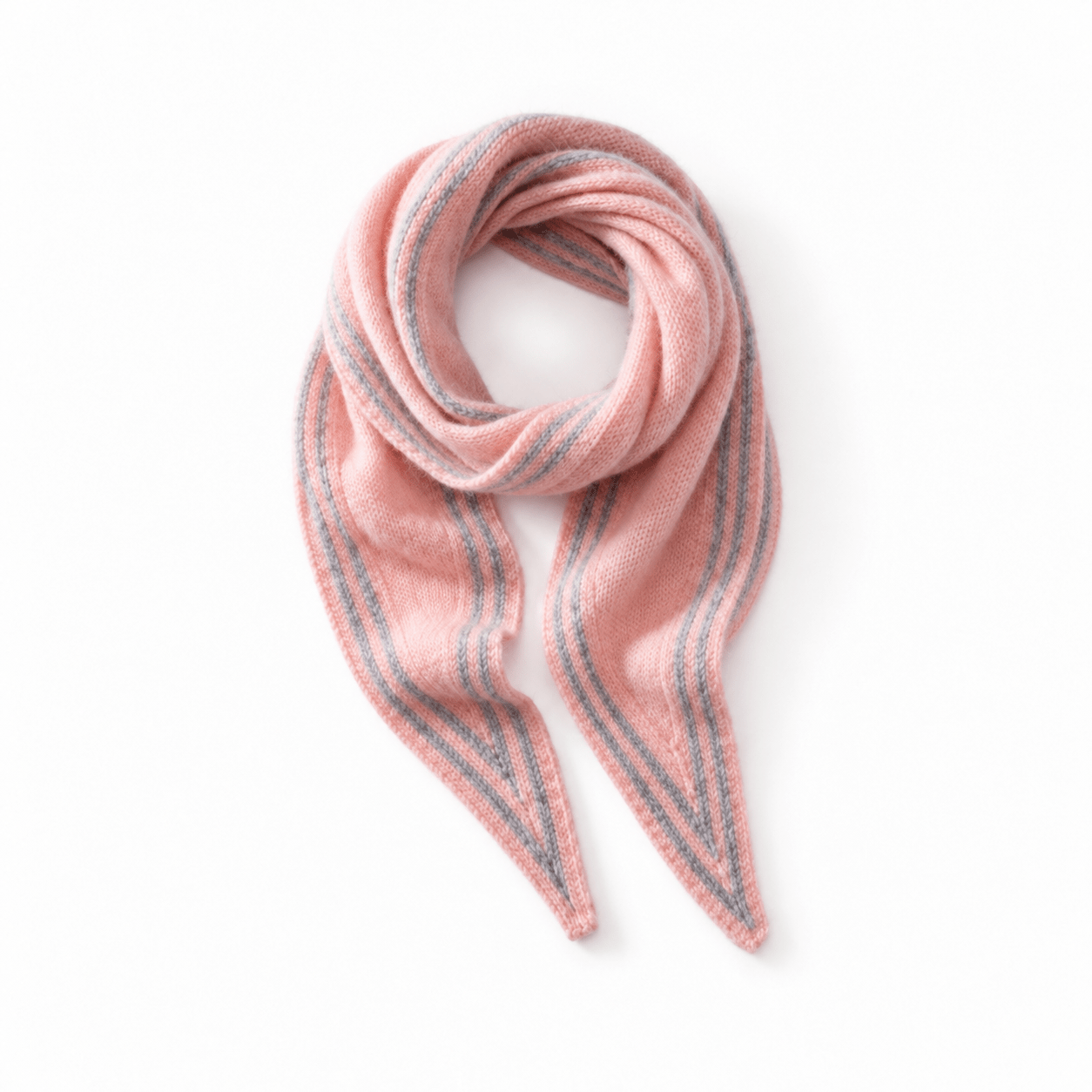 Womens Striped Cashmere Triangle Scarf Soft Knit Cashmere Neck Scarf Multi Colors Pink One Size