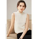 Womens Cashmere Sleeveless Mock Neck Sweater Cashmere Tank