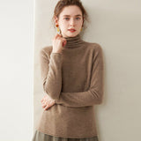 Womens Turtleneck Cashmere Sweater Long Sleeve Cashmere Knit Pullover Taupe XS