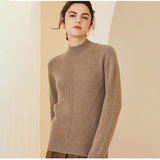 Womens Cashmere Mock Neck Sweater With Chevron Ribbed Detailing