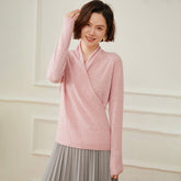 Womens V Neck Crossover Cashmere Pullover Wrap Cashmere Sweater