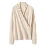 Womens V Neck Crossover Cashmere Pullover Wrap Cashmere Sweater