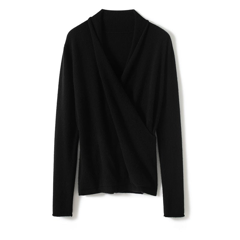 Womens V Neck Crossover Cashmere Pullover Wrap Cashmere Sweater