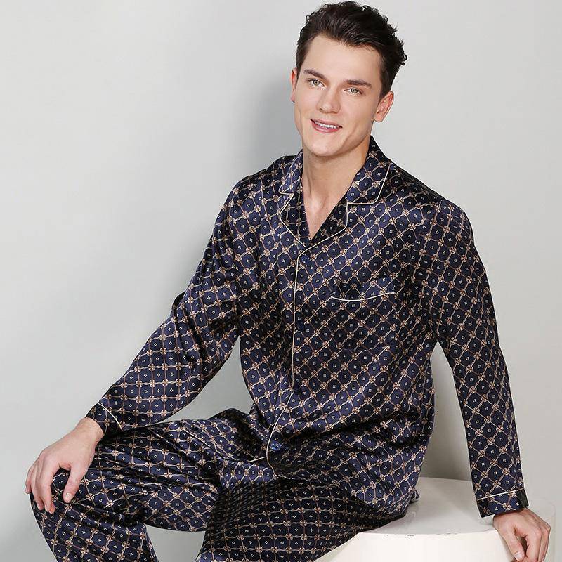 Herren lange Seidenpyjama