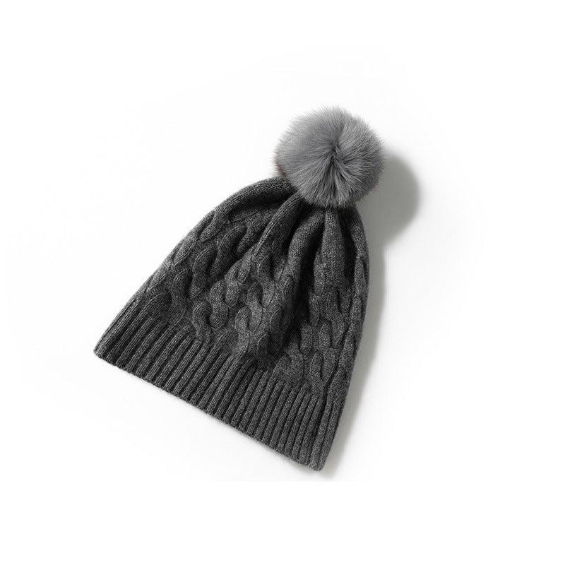 100% Cashmere Hat for Women, Luxury Cashmere Cuffed Hats Warm Winter Cap - slipintosoft