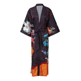 Ladies' Mulberry Silk Kimono Robe Delicate Hand Painted Cherry Blossom Elegant Nightwear - slipintosoft