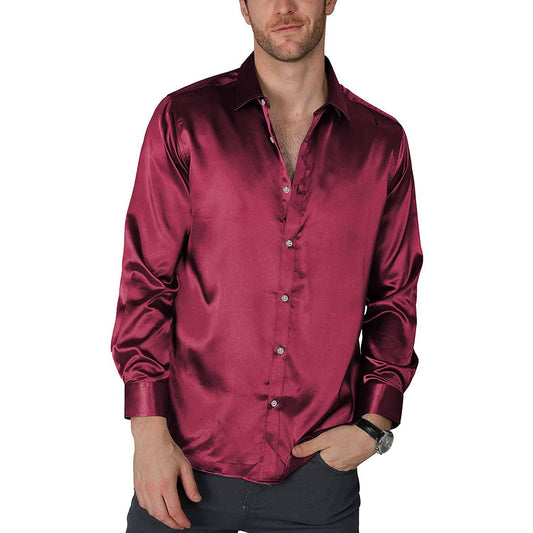 100% Mulberry Men's Silk Shirt Luxury Silk Button Down Shirts