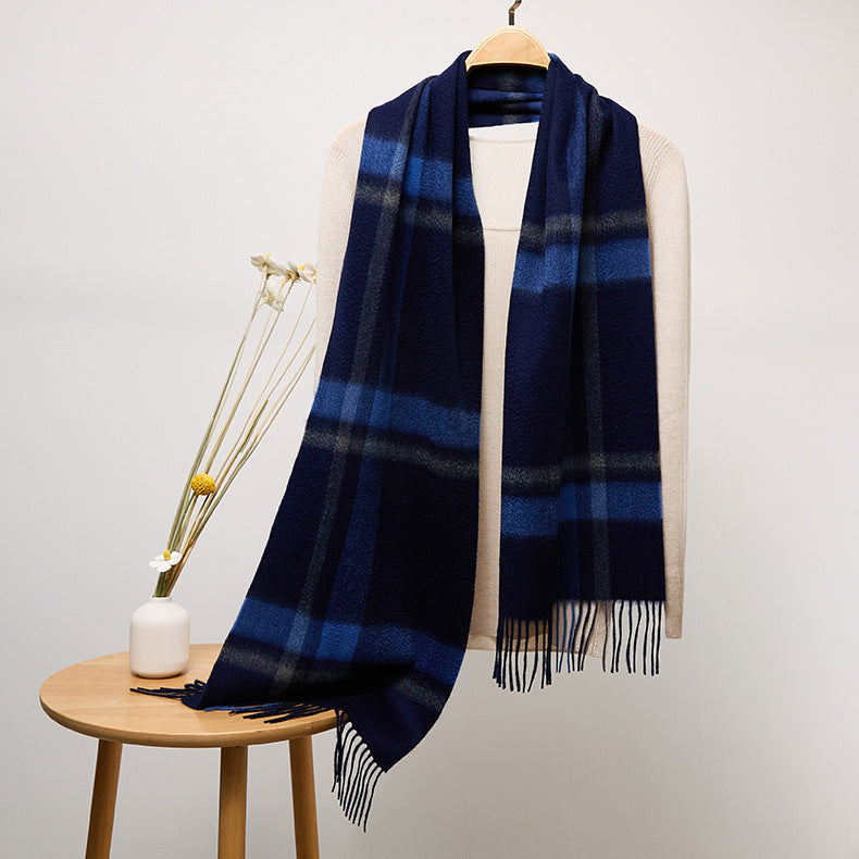 Long Cashmere Scarf with Tassel Plaid Cashmere Warps Multi Styles Winter Gifts - slipintosoft