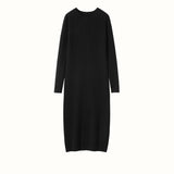 Womens Cable Knit Cashmere Dress Long Sleeve Cashmere Midi Dress