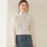 Rollkragenpullover aus Kaschmir für Damen. Rollkragenpullover aus strukturiertem Strick