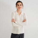 Damen-Cardigan aus reinem Kaschmir, Zopfmuster, Knopfleiste vorne, Rollkragenpullover aus Kaschmir
