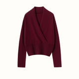 Damen-Kaschmirpullover mit V-Ausschnitt, Kaschmir-Strickpullover, Kaschmir-Wickelpullover