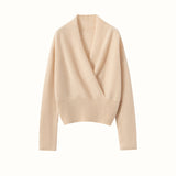 Damen-Kaschmirpullover mit V-Ausschnitt, Kaschmir-Strickpullover, Kaschmir-Wickelpullover