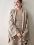 Damen-Kaschmir-Cardigan, vorne offen, drapierter, langärmliger Kaschmir-Strickpullover