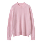 Damen-Pullover aus reinem Kaschmir mit langen Ärmeln und Rundhalsausschnitt aus Kaschmir-Strickpullover