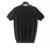 Herren Kurzärmel reiner Kaschmirpullover Crew Neck texturierte Strickoberteile