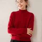 Womens Ribbed Mock Neck Cashmere Sweater Cable Knit Cashmere Pullover