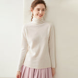 Rollkragen-Kaschmirpullover für Damen, langärmeliger Kaschmir-Strickpullover