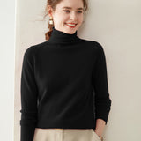 Rollkragen-Kaschmirpullover für Damen, langärmeliger Kaschmir-Strickpullover