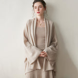 Damen-Kaschmir-Cardigan, vorne offen, drapierter, langärmliger Kaschmir-Strickpullover