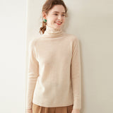 Rollkragen-Kaschmirpullover für Damen, langärmeliger Kaschmir-Strickpullover
