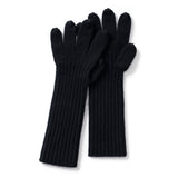 Womens Cashmere Knit Gloves Ribbed Cashmere Gloves with Long Cuffs