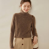 Rollkragenpullover aus Kaschmir für Damen. Rollkragenpullover aus strukturiertem Strick