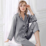 Best Women's Silk Pajamas Long Mulberry Silk Pjs Real Pure 100% silk Sleepwear - slipintosoft