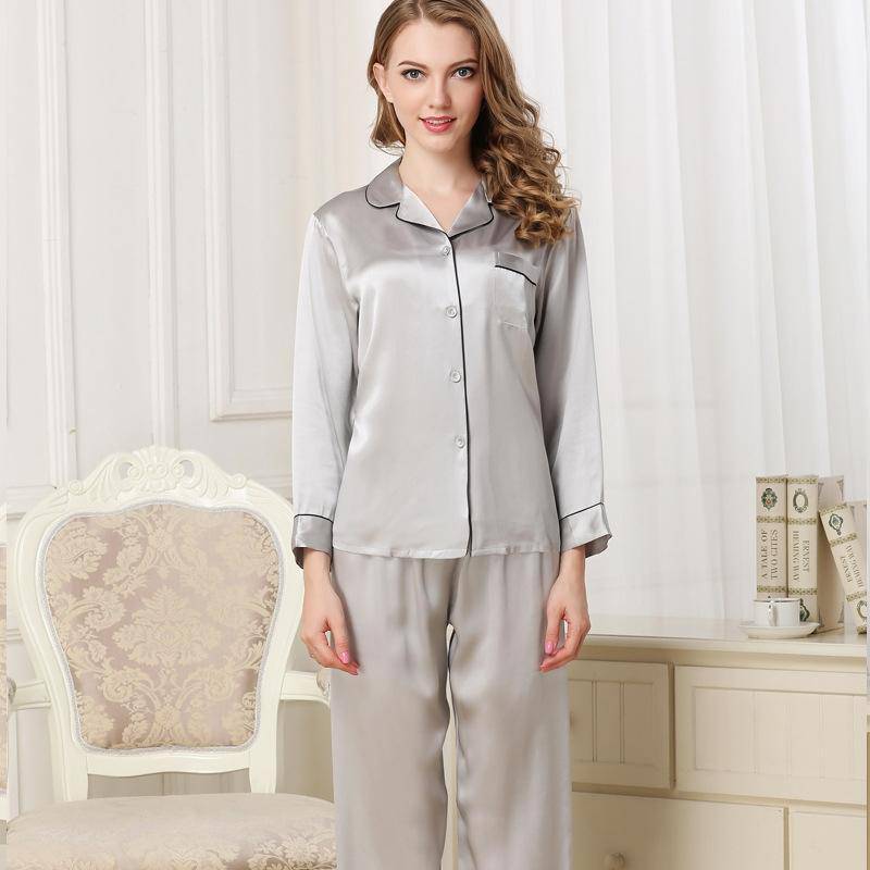 Best Women's Silk Pajamas Long Mulberry Silk Pjs Real Momme Pure 100%silk Sleepwear -  slipintosoft