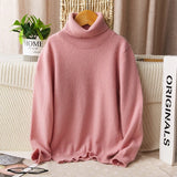 boys and girls cashmere sweater kids turtleneck pullover solid color baby round neck tops - slipintosoft