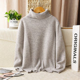 boys and girls cashmere sweater kids turtleneck pullover solid color baby round neck tops