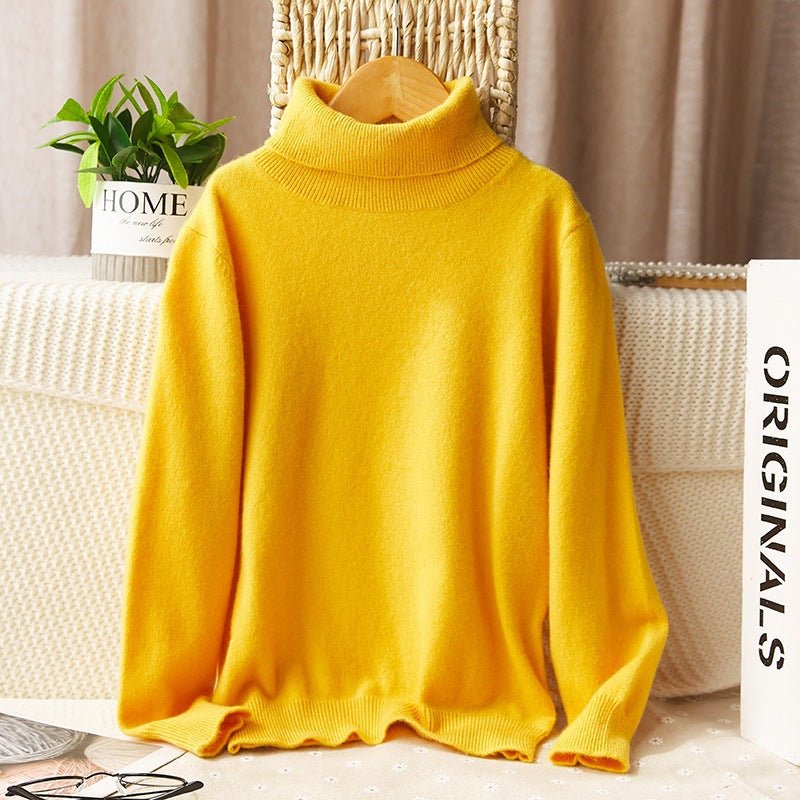 boys and girls cashmere sweater kids turtleneck pullover solid color baby round neck tops