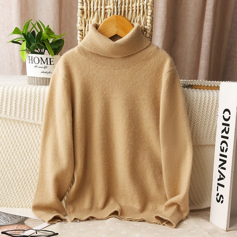 boys and girls cashmere sweater kids turtleneck pullover solid color baby round neck tops