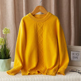 boys and girls crew neck cashmere sweater cable knitted cashmere pullover multi colors - slipintosoft