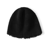 cashmere beanie solid cashmere cable knitted hat with rough edges fisherman beanie hat Cashmere Accessories