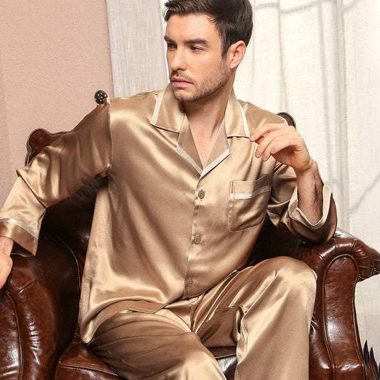 Classic Silk Pajamas Set For Men Luxury Silk Sleepwear