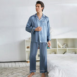 Klassischer Seidenpyjama Set für Männer Luxus Seidennachträume