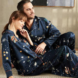 Langdrucks Seide -passender Pyjama -Set