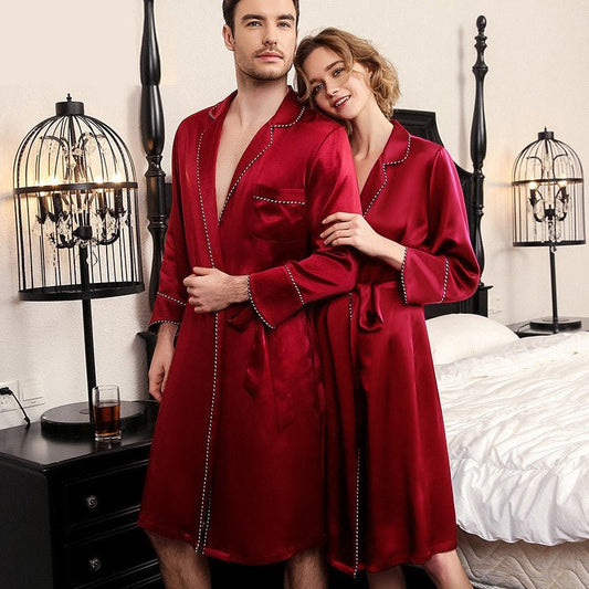 Paare Seidengewänder Herren & Frauen Mulberry 100% Seiden Matching Robe