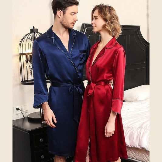 Paare Seidengewänder Herren & Frauen Mulberry 100% Seiden Matching Robe